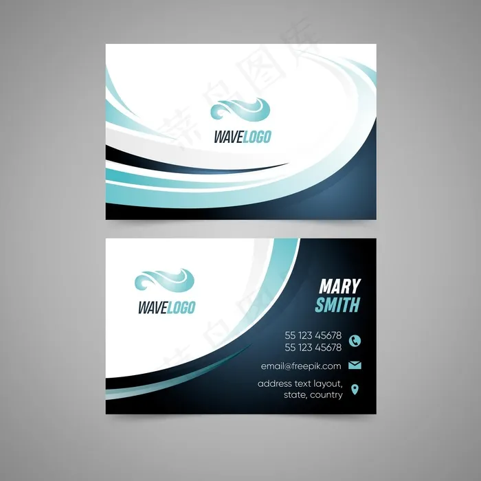 带有运动设计的双面名片eps,ai矢量模版下载