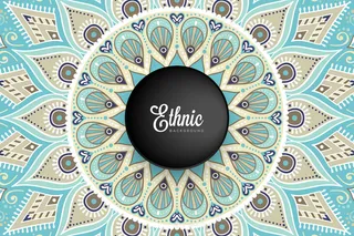 豪华装饰曼荼罗设计背景为金色载体