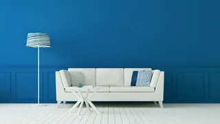 经典蓝色客厅&豪华内墙/三维渲染