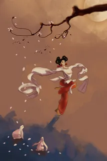 中秋古风月下跳舞女孩中秋