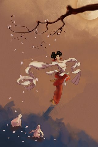 中秋古风月下跳舞女孩中秋