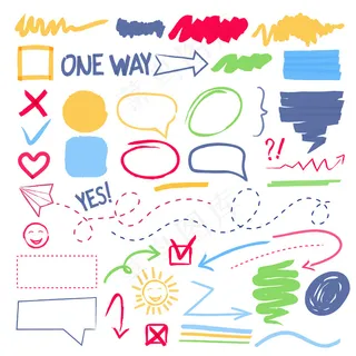 标记突出显示。选择边框边框箭头手绘彩色集合