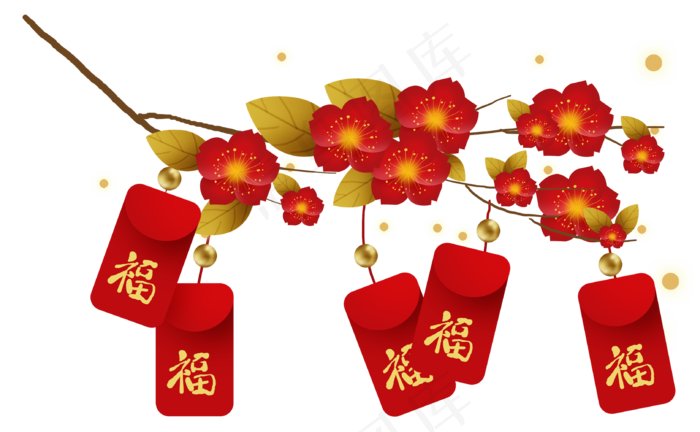 农历新年梅花和福袋(3242X2000(DPI:300))psd模版下载