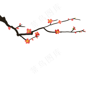 冬日冬季红色梅花枝