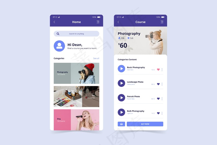 在线主页课程手机app移动应用程序eps,ai矢量模版下载