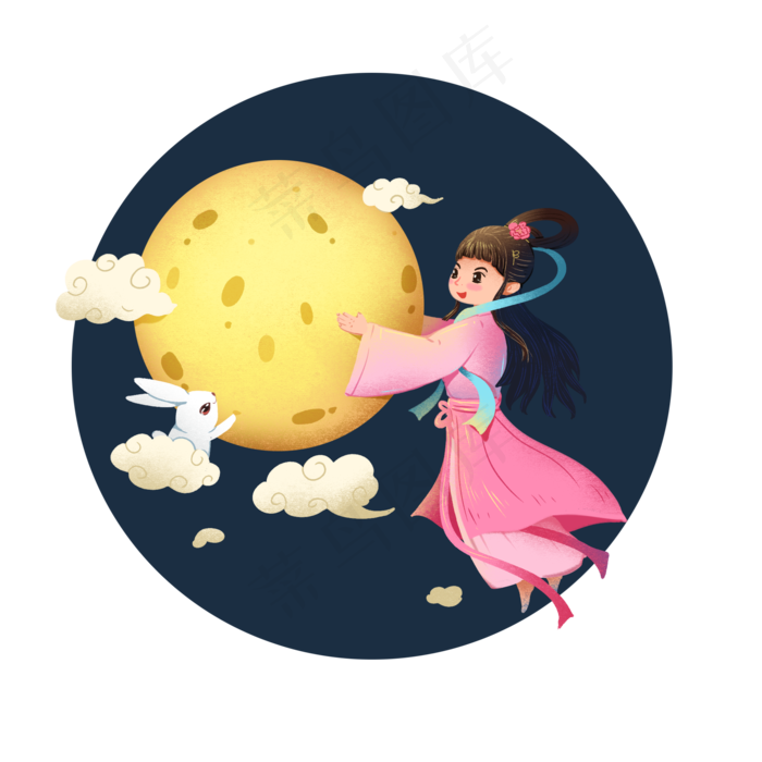 中秋节大团圆嫦娥奔月(2000X2000(DPI:300))psd模版下载