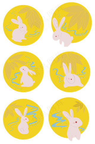 中秋节兔子与月亮植物