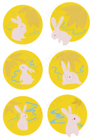 中秋节兔子与月亮植物