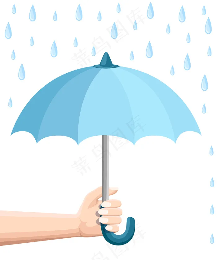 手拿蓝色雨伞。雨伞保护。风格。白色背景插图eps,ai矢量模版下载