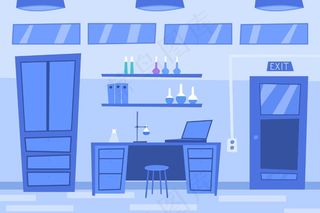 带有科学元素的卡通实验室