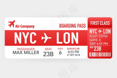 特殊服务信封内的机票或登机牌。