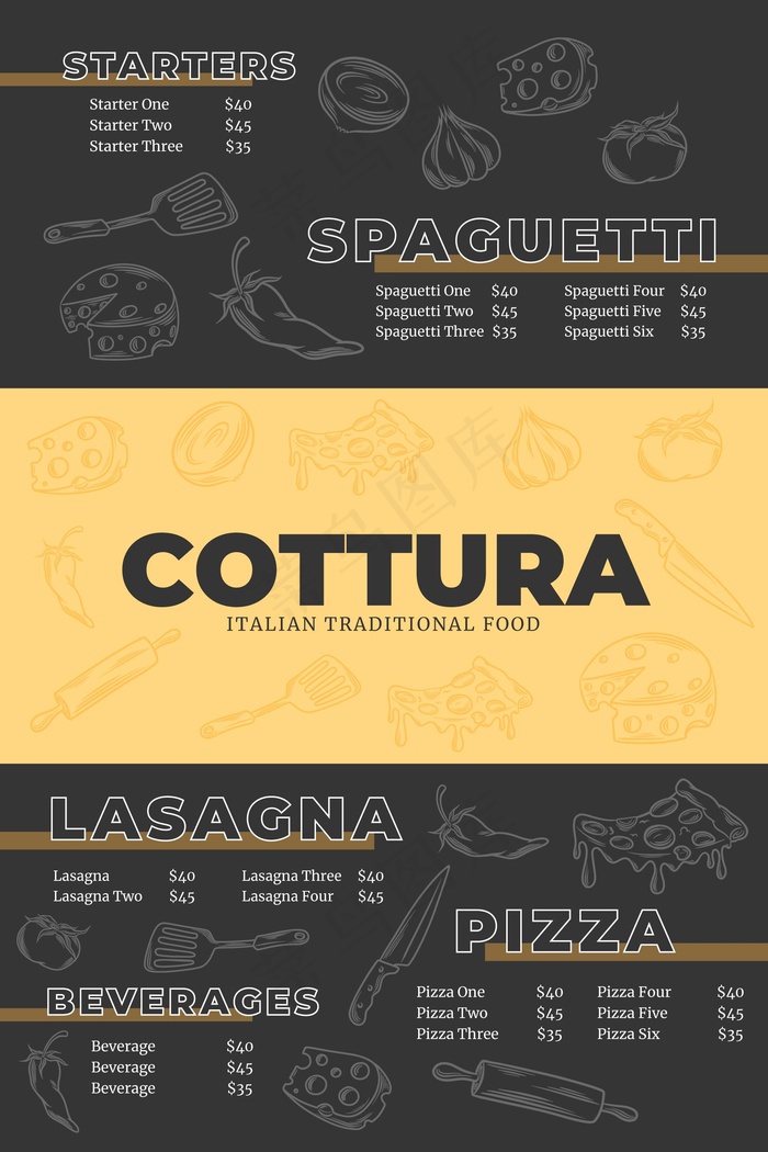 意大利传统食品数字菜单