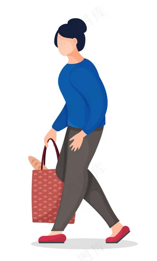 年轻的黑发女人手里拿着面包