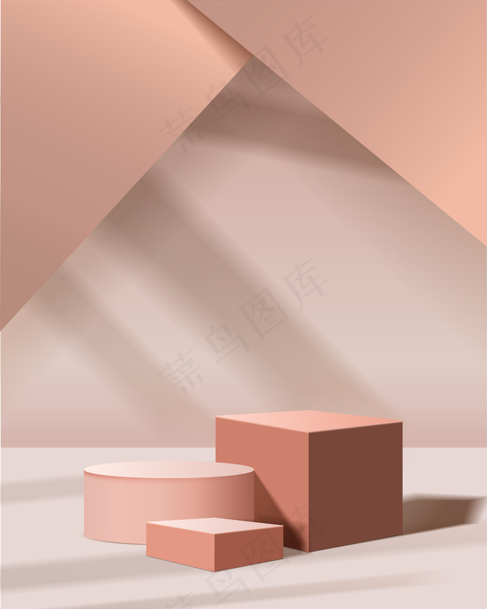 具有几何形式的最小场景。柱面和立方体的讲台有阳光。现场展示化妆品、陈列柜、店面、陈列柜。3d插图。eps,ai矢量模版下载
