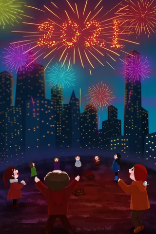 元旦跨年2021放烟花场景