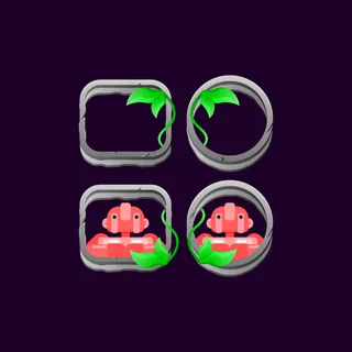 游戏ui石头集与角色头像预览一起离开边界