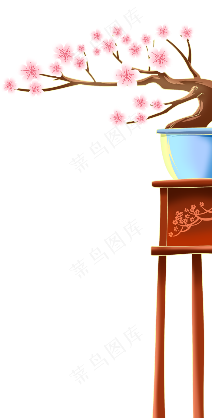 梅花盆栽(1019X2000(DPI:300))psd模版下载
