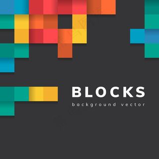 空白黑色背景向量上的彩色块