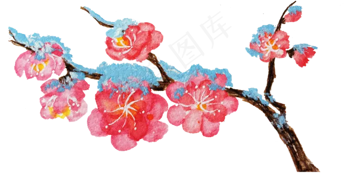 手绘雪压梅朵(3156X1588(DPI:72))psd模版下载