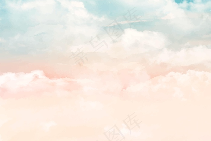 手绘水彩粉彩天空背景eps,ai矢量模版下载