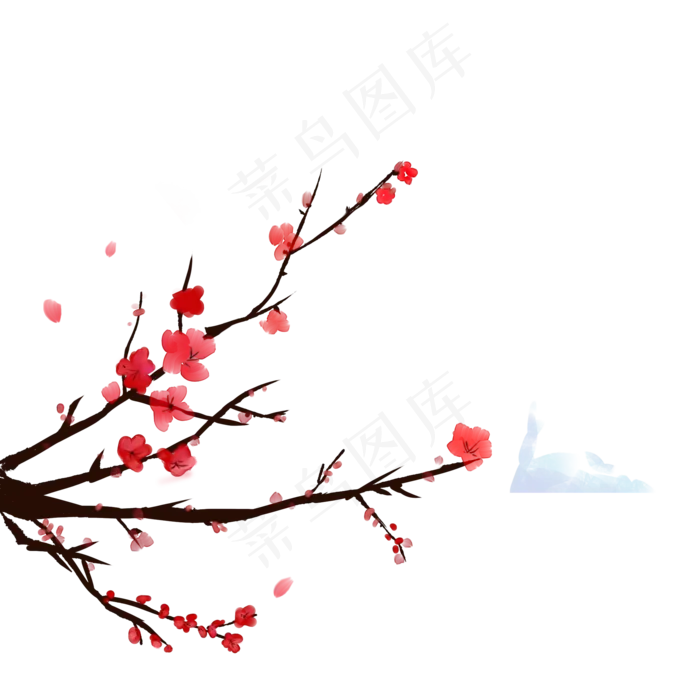 梅花雪景风光(2000X2000(DPI:300))psd模版下载