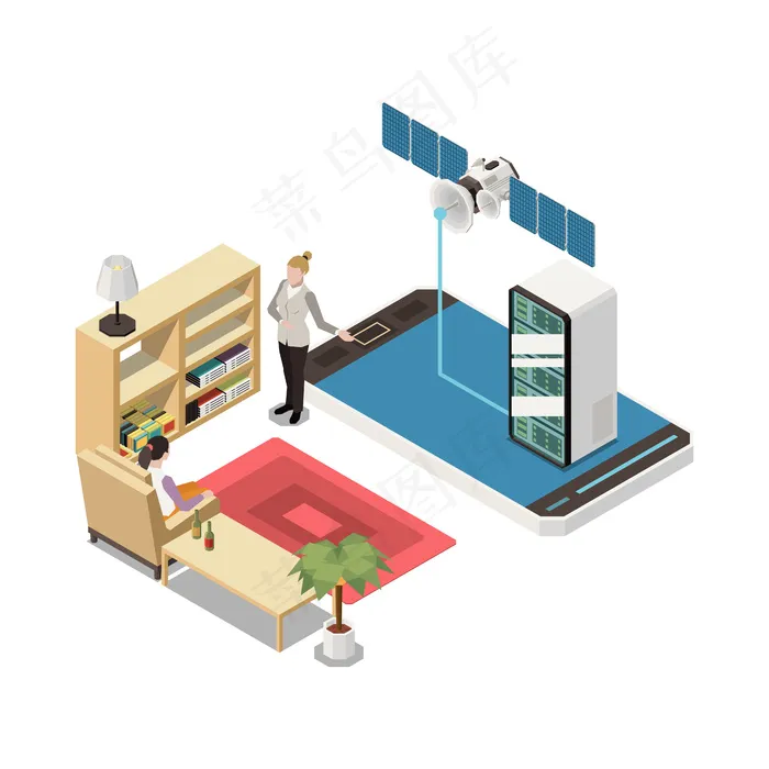 使用智能手机和演示者在客厅进行在线演示eps,ai矢量模版下载