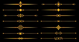 黄金规则线和饰物-优雅设计，装饰元素分隔设置