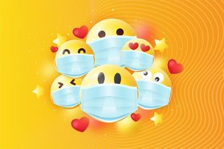 具有面罩背景的逼真表情符号