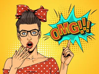 半色调背景的喜剧惊艳美女