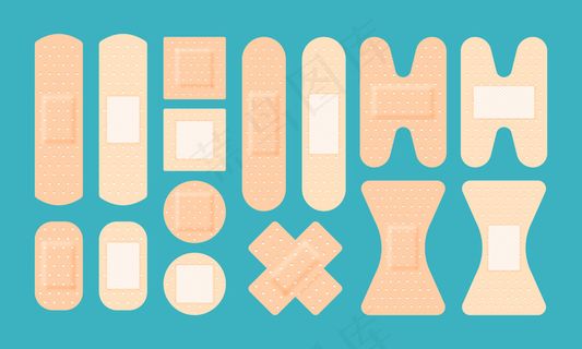 石膏胶粘医疗器械。贴片防腐剂各种形态绿底直方十字形杀菌玉米透皮医用愈合急救伤口。