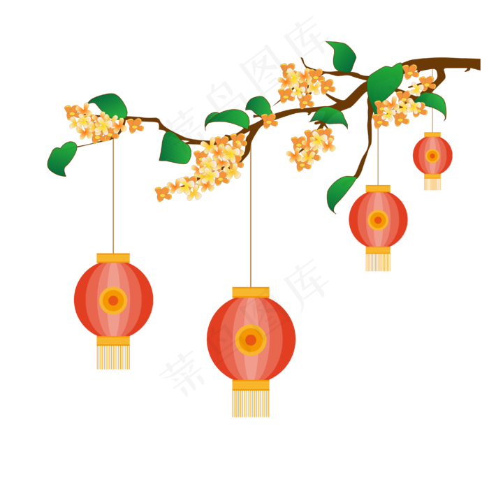 矢量中秋桂花树挂灯笼(4000*4000px 300 dpi )ai矢量模版下载