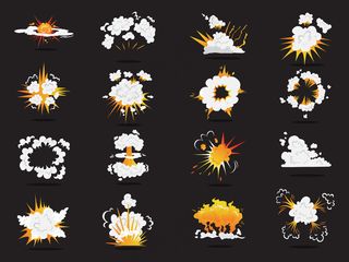 一组爆炸性的吊杆效应。