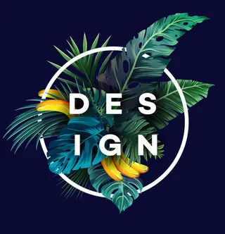 明亮的热带丛林植物背景。奇异的棕榈叶图案。