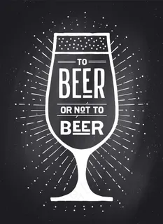 海报或横幅banner上有啤酒或不啤酒的文字和复古阳光