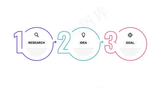 带有选项或步骤的业务流程信息图模板。细线。插图。