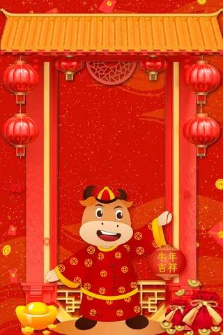 红色新年牛年