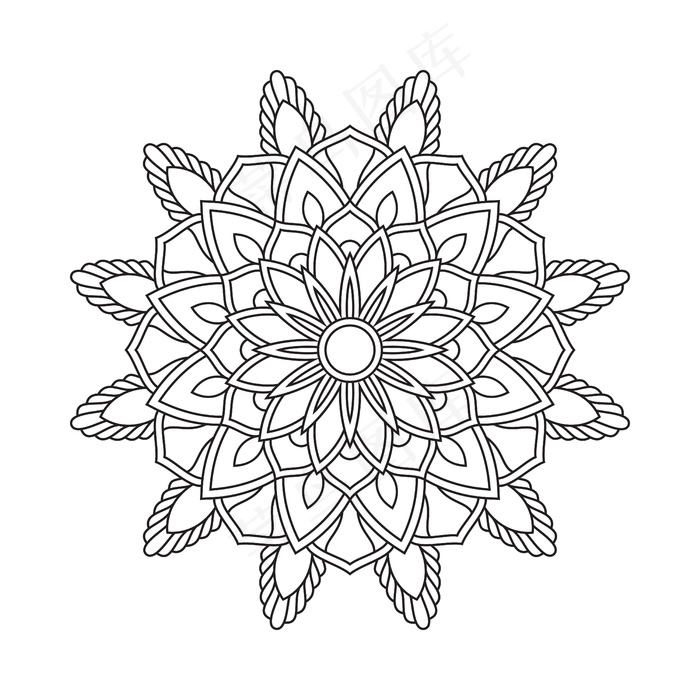 抽象曼荼罗蔓藤色书页插图。t恤。花卉壁纸背景