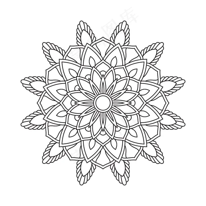 抽象曼荼罗蔓藤色书页插图。t恤。花卉壁纸背景eps,ai矢量模版下载
