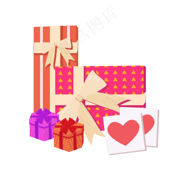 七夕情人节礼物盒ai矢量模版下载
