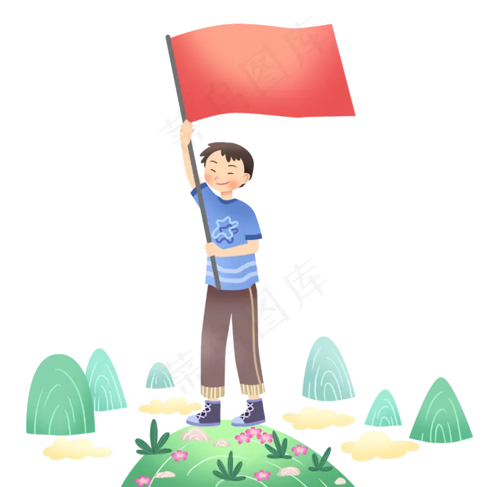 国庆节高举国旗(3000X3000(DPI:300))psd模版下载