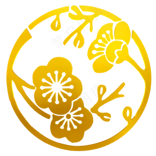 中国风烫金梅花装饰纹样