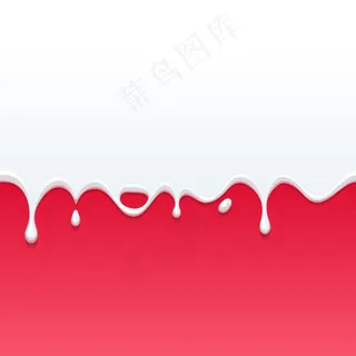 滴着白牛奶、奶油，在红色的背上涂上酸奶。插图