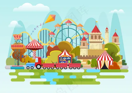 山地背景下的游乐园概念