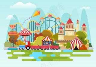 山地背景下的游乐园概念