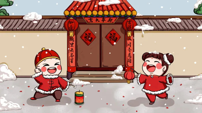 可爱福娃迎新年新春(2880*1620px 300 dpi )psd模版下载