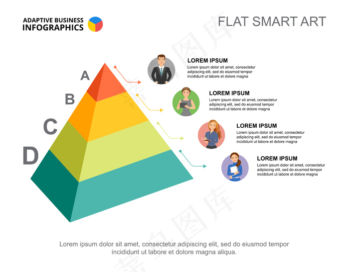 用于演示的四层流程图模板。eps,ai矢量模版下载