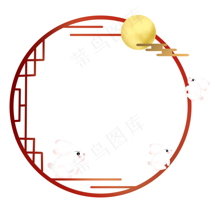中秋节月兔月亮装饰边框(2000X2000(DPI:96))psd模版下载