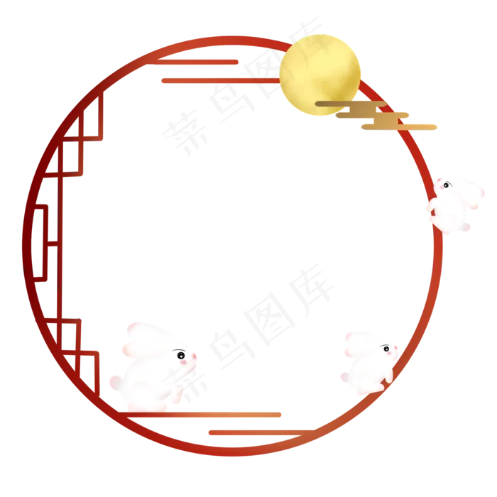 中秋节月兔月亮装饰边框(2000X2000(DPI:96))psd模版下载