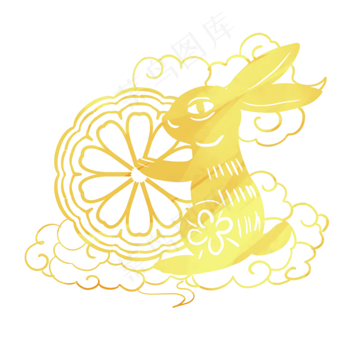 中秋月饼玉兔祥云剪纸(2000X2000(DPI:300))psd模版下载