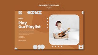 播放我们的播放列表男孩玩四弦琴横幅banner